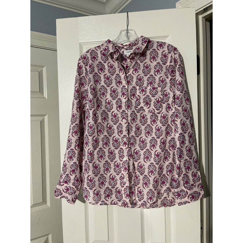 J. Crew Pink and Purple Floral Button-Down Shirt